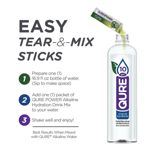 QURE Power Glow Best Alkaline Hydration Drink Mix Instructions