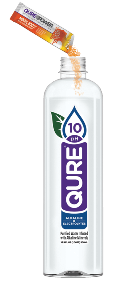 QURE Power Mental Boost Drink Mix with QURE Alkaline Water